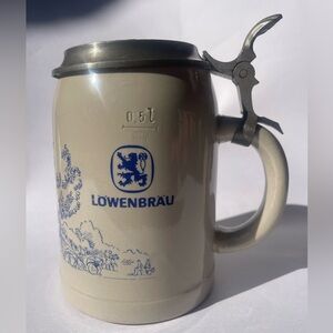 Rastal 1982 Löwenbräu Beer Stein 0.5L Lidded Mug Chinese Tower Munich Vintage